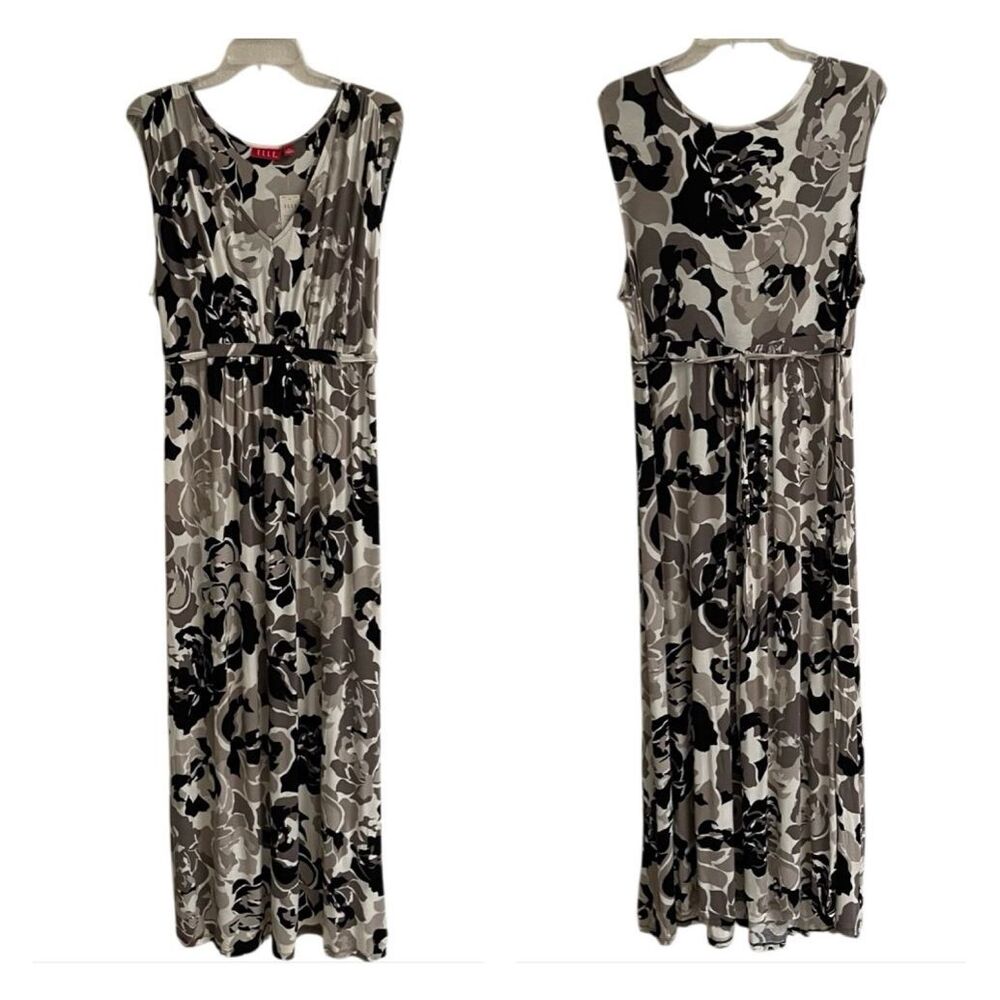 Elle floral sleeveless high waisted V neck maxi dress women’s 1X earthtones